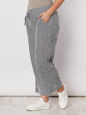 Stripe cotton Culotte Pant Navy and White