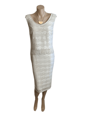 Frank Lyman Ivory / Silver Dress, Dress, Frank Lyman - Dressed By Swish