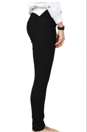 Wakee High Rrise Black Skinny Leg Jeans With Black Button And Studs, Jeans, Wakee - Dressed By Swish