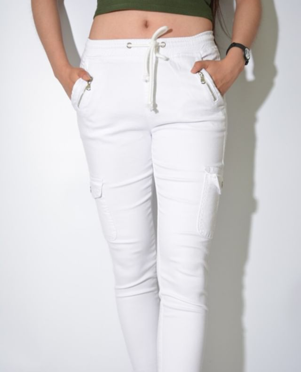 Wakee White Cargo Pants, Pants, Wakee Jeans - Dressed By Swish