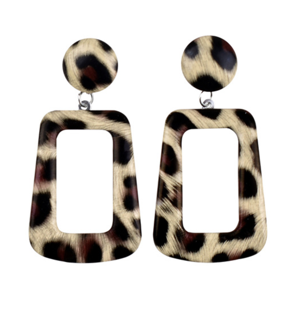 Black/Bone/Tan Leopard Earings
