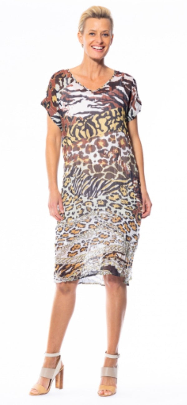 Animal Print Georgette Dress by Cafe Latte