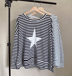 Love Lily White and Navy Stripe Star Windcheater