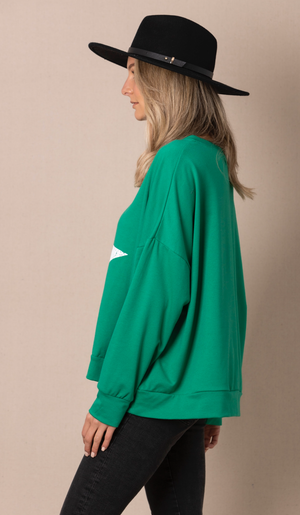 Love Lily Sadie Slouch Green Sweatshirt
