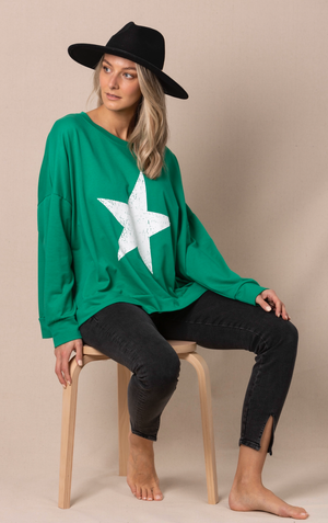 Love Lily Sadie Slouch Green Sweatshirt