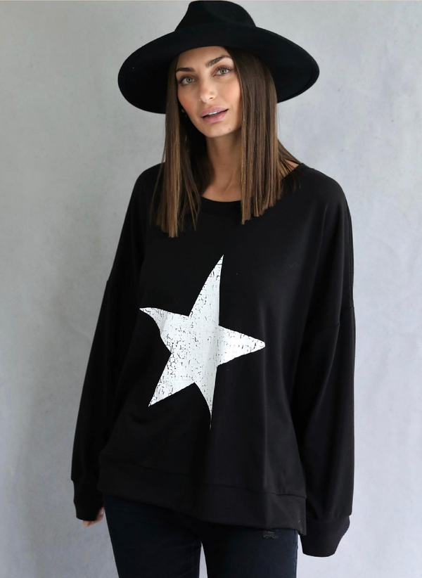 Love Lily Black Windcheater with White Star Logo