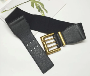 Yes The Label Black Belt Gold Square Buckle
