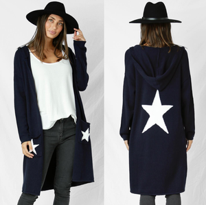 Love Lily Navy with White Star Cardigan
