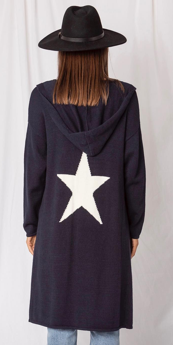 Love Lily Navy with White Star Cardigan