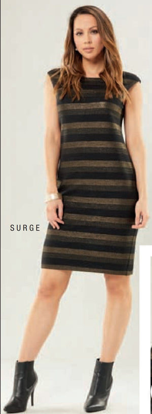 Philosophy Black Dress with Gold Stripe Feature