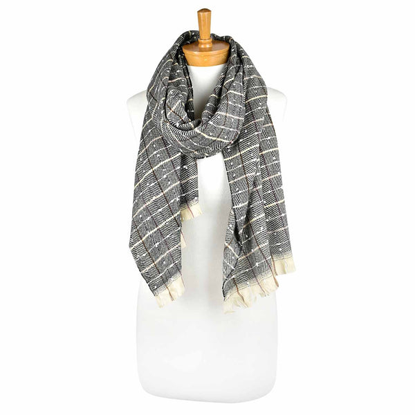 Charcoal Dots And Lines Scarf
