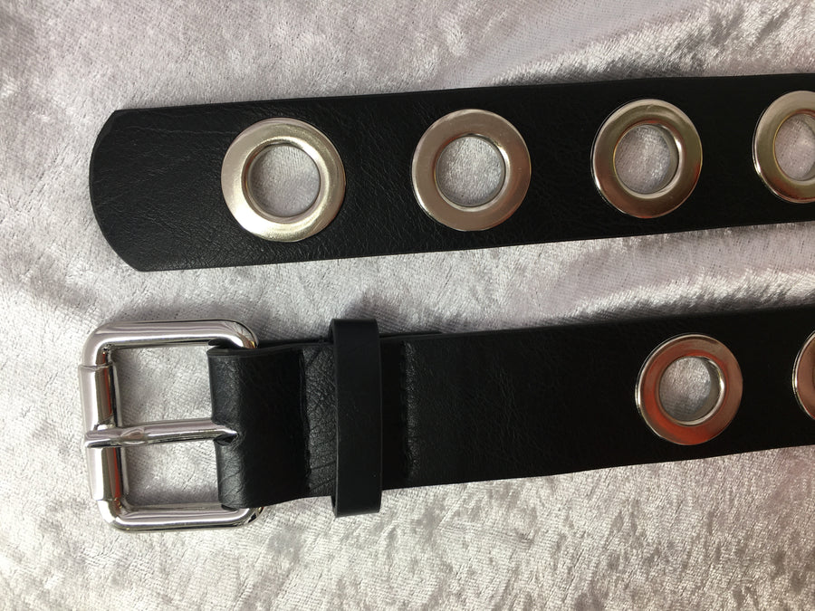 Koli Black Metal Eyelet PVC Belt, Belt, Koli - Dressed By Swish